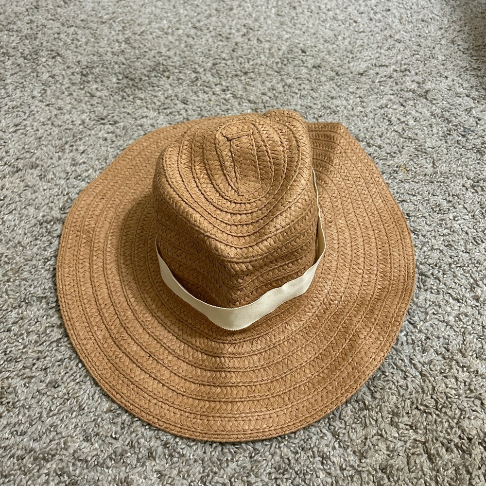 Madewell Packable Braided Straw Hat Warm Nutmeg Paper Summer Beach Size M/L Tan
